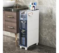 ZFGOJNBH Mueble de baño Estrecho de 5 Niveles, Armario de Almacenamiento Tipo Torre con cajones Transparentes y Ruedas, tocador Estrecho y Resistente para baño, Dormitorio y Entrada. No Requiere Mont