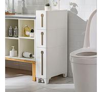 ZFGOJNBH Mueble de baño Estrecho para Espacios reducidos, Torre de Almacenamiento con cajones Delgados, 4 cajones y 2 Ruedas, Armario de pie, Almacenamiento Lateral para Inodoro, Armario de baño Alto