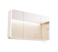 ZFGOJNBH Mueble de baño Moderno con iluminación y Almacenamiento Mueble con Espejo 3 en 1 para Dormitorio y vestidor Mueble para Joyas con Espejo Interior Opción de Regalo Elegante en Gris Oscuro