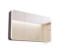 ZFGOJNBH Mueble de baño Moderno de Pared con iluminación y Espacio de Almacenamiento, Armario con Espejo 3 en 1 para Dormitorio y vestidor, Armario para Joyas, Espejo Interior, Color Gris Oscuro, reg