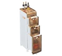 ZFGOJNBH Mueble de baño para Espacios pequeños, Unidad de Almacenamiento Vertical con cajones Transparentes y Ruedas, Torre Estrecha y Alta para Papel higiénico, Armario para Papel higiénico