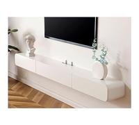 ZFGOJNBH : : Mueble de TV Flotante Blanco Moderno de 200 Pulgadas con cajones, Puerta y Orificio para enrutador, Consola Multimedia de Madera Maciza montada en la Pared para Sala de Estar, Mueble de