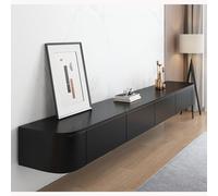 ZFGOJNBH Mueble de TV Flotante con estantes de Pared y Puerta, Consola Multimedia con Amplio Espacio de Almacenamiento Debajo del televisor (Negro, 220 cm/86,6")