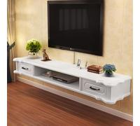 ZFGOJNBH Mueble de TV Flotante de Madera para Montar en la Pared, estantería para Audio y vídeo, Gran Espacio de Almacenamiento para Sala de Estar, Armario de Pared para Dormitorio (Blanco, 120 x 28