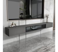 ZFGOJNBH Mueble de TV Flotante de Pared, Blanco, de Madera, con diseño de Tablero de Piedra, Ideal para Sala de Estar, Dormitorio y estantería Estrecha (Gris, 220 x 23 x 20,4 cm/86,6 x 9,1 x 8 pulgad