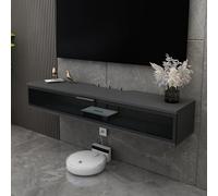 ZFGOJNBH Mueble de TV Flotante de Pared, Blanco, de Madera, con diseño de Tablero de Piedra, Ideal para Sala de Estar, Dormitorio y estantería Estrecha (Gris, 100 x 23 x 20,4 cm/39,4 x 9,1 x 8 pulgad