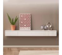 ZFGOJNBH Mueble de TV Flotante de Pared Blanco, Mueble de Madera para Pared, Mueble de Almacenamiento Debajo del televisor, Consola Multimedia (120 cm/47,2 Pulgadas)