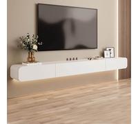 ZFGOJNBH Mueble de TV Flotante de Pared Blanco, Mueble de TV suspendido de Madera con cajones y Consola Multimedia (240 cm/94,5 Pulgadas)
