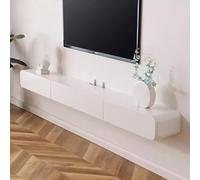 ZFGOJNBH Mueble de TV Flotante de Pared con Amplio Espacio de Almacenamiento, Mueble de TV de 180 cm con Puerta para Sala de Estar, Color Blanco, Moderno Banco de TV.