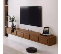 ZFGOJNBH Mueble de TV Flotante Moderno con 2 cajones y estantes Multimedia, Mueble de TV de Pared para salón, Color marrón (188 cm)