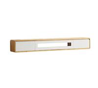 ZFGOJNBH Mueble de TV Flotante Moderno con cajones, 55.1'', para Montar en la Pared, con Puerta abatible, Consola Multimedia Flotante para Dormitorio (Blanco y Madera, 220 x 24 x 20 cm/86.6 x 9.4 x 7