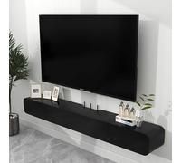 ZFGOJNBH Mueble de TV Flotante Moderno para Montar en la Pared con Orificios pasantes, Disponible en 5 tamaños (Negro, 180 cm)