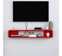 ZFGOJNBH Mueble de TV Flotante, Soporte de TV, Consola Multimedia de Pared para Sala de Estar y Dormitorio, Color Negro, 100 cm, Rojo, 60 cm