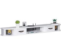 ZFGOJNBH Mueble de TV para Sala de Estar, estantería Flotante, Estante de Almacenamiento de Pared, Estante Abierto con cajones, Blanco, 150 cm, Blanco, 130 cm