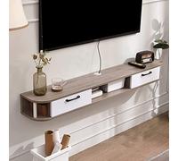 ZFGOJNBH Mueble Flotante para TV, de Madera, para Montar en la Pared, con Orificio para la gestión de Cables, Ideal para Apartamentos pequeños, dormitorios, Blanco, 150 cm, Gris, 150 cm