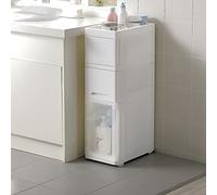 ZFGOJNBH Organizador de Ducha con cajón Estrecho y cajones móviles, Armario para Papel higiénico con 2 Ruedas, Torre de Almacenamiento Independiente Delgada, Armario Lateral Impermeable, Organizador