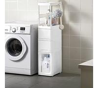 ZFGOJNBH Organizador de Ducha con cajón Estrecho y cajones móviles, Armario para Papel higiénico con 2 Ruedas, Torre de Almacenamiento Independiente Delgada, Armario Lateral Impermeable, Organizador