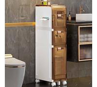 ZFGOJNBH Pequeño Armario de baño Independiente, Impermeable, para Espacios reducidos, con Ruedas Laterales de 3 Niveles, cajones Transparentes y Ruedas para cocinas pequeñas, lavaderos y Salas de EST