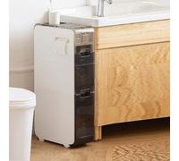 ZFGOJNBH Pequeño Armario de baño Independiente, Impermeable, para Espacios reducidos, con Ruedas Laterales de 3 Niveles, cajones Transparentes y Ruedas para cocinas pequeñas, lavaderos y Salas de EST