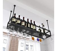 ZFGOJNBH Soporte para Botella de Vino Colgante, Estante de Almacenamiento para Estante de Vino de Techo Ajustable de 30-60 cm de Altura, Organizador de Estante Flotante para Vino para el hogar, Bar,