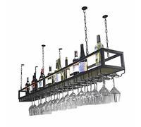 ZFGOJNBH Soporte para Copa de Vino para Colgar en el Techo: Estante de Techo, Estante de Almacenamiento de Madera Maciza de Hierro Forjado montado en la Pared, Estante para Vino montado en el Techo,