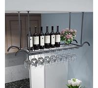 ZFGOJNBH Soporte para Copa de Vino para Colgar en el Techo - Estante de Techo Loft Estante para Vino de Metal suspendido Estante para Botellas de Vino de Hierro Forjado montado en la Pared Soporte de