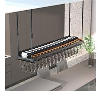 ZFGOJNBH Soporte para Copas de Vino en el Techo: Estante para vinos Colgante, Estante para Botellas de Vino Colgante de Hierro Forjado, Estante de exhibición montado en el Techo de la Barra, Estante