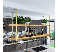 ZFGOJNBH Soporte para Copas de Vino, Estante para Vino al revés, Estilo Simple, de Hierro y Madera, Estante Colgante para Copas de Vino, Estante Decorativo para el Techo para Bares, restaurantes, COC