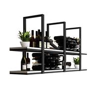 ZFGOJNBH Soporte para Vino para Colgar en el Techo, Estante de Techo de 2 Niveles, Estante de Almacenamiento para Colgar en la Cocina, Soporte para Copas de Vino de Madera Maciza montado en la Pared,