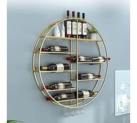 ZFGOJNBH Soporte Redondo para Botellas de Vino, estantes para vinos de Metal montados en la Pared, Estante para Almacenamiento de Copas, Estante para vinos Colgante y Soporte para Copas de Vino, para