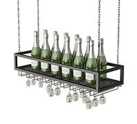 ZFGOJNBH Unidad de Bar Estantes flotantes Estantes para Vino Soporte para Botellas de Vino Colgante de Techo Estante para Copas de Vino de Hierro metálico Soporte para Copas de Copa, Marco Decorativo