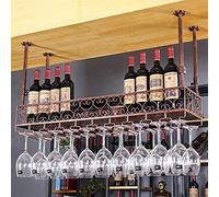 ZFGOJNBH Unidad de Bar Estantes flotantes Estantes para vinos Colgantes, Soporte para Botellas de Vino Colgante en el Techo Estante para Copas de Vino de Hierro metálico Estantes para Copas de Vino P