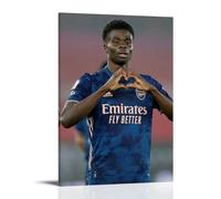 ZFHSFZ Bukayo Saka - Paño de pintura al óleo para decoración de pared, impermeable, para baño, cocina, dormitorio, pósteres desmontables, sin residuos, fácil de limpiar, 40 x 60 cm, estilo marco