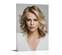 ZFHSFZ Charlize Theron - Paño de pintura al óleo para decoración de pared, impermeable, para baño, cocina, dormitorio, pósteres desmontables, sin residuos, fácil de limpiar, 50 x 75 cm, estilo marco