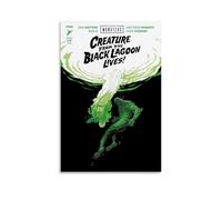 ZFHSFZ Creature from The Black Lagoon - Paño de pintura al óleo para decoración de pared, impermeable, baño, cocina, dormitorio, pósteres desmontables, sin residuos, fácil de limpiar, 50 x 75 cm