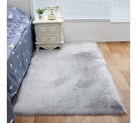 ZFHTAO Alfombra Pelo Largo 50x110cm, Antideslizante Alfombra Cama Dormitorio y Salon Moderna, Alfombras Shaggy Habitacion NiñA Lujo Multicolor Lana Artificial Lavables Rectángulo - Gris
