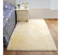 ZFHTAO Alfombra Pelo Largo 50x70cm, Antideslizante Alfombra Cama Dormitorio y Salon Moderna, Alfombras Shaggy Habitacion NiñA Lujo Multicolor Lana Artificial Lavables Rectángulo - Beige