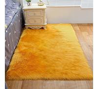 ZFHTAO Alfombra Pelo Largo 80x150cm, Antideslizante Alfombra Cama Dormitorio y Salon Moderna, Alfombras Shaggy Habitacion NiñA Lujo Multicolor Lana Artificial Lavables Rectángulo - Naranja