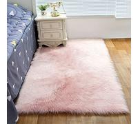 ZFHTAO Alfombra Pelo Largo 90x120cm, Antideslizante Alfombra Cama Dormitorio y Salon Moderna, Alfombras Shaggy Habitacion NiñA Lujo Multicolor Lana Artificial Lavables Rectángulo - Rosa Claro