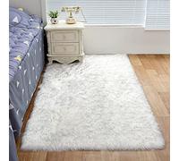 ZFHTAO Alfombra Pelo Largo 90x160cm, Antideslizante Alfombra Cama Dormitorio y Salon Moderna, Alfombras Shaggy Habitacion NiñA Lujo Multicolor Lana Artificial Lavables Rectángulo - Blanco Gris