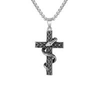 ZFHTJEKNCS Colgante de cruz de titanio de pitón enrollado transfronterizo para hombres, conjunto europeo y americano disponible en stock