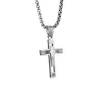 ZFHTJEKNCS Collares de acero inoxidable para hombres y mujeres de origen transfronterizo, pequeña cruz con varios capas con patrón