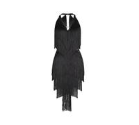 ZFIHAV 1 Uds Vestido de Baile Latino con Cuello en V Colgante Borla Multicapa práctica sin Espalda Cha Tango Ropa Escenario para Danza(XXL)