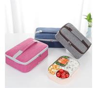 ZFIHAV Bolsa Almuerzo Bolsa de almuerzo portátil de tela Oxford Rectangular, gran capacidad, Picnic, Bento, aislamiento térmico de alimentos, contenedor de almacenamiento, 4 Uds.(Pink 30 * 23 * 9cm)