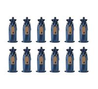 ZFIHAV Bolsa para Vino 12 Bolsas De Arpillera For Vino, Bodas, Cumpleaños, Multicolores Botellas con Etiquetas Y Cordones(Deep Blue)