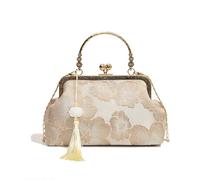 ZFIHAV Bolso De Noche Bordado Bolso de noche bordado hombro elegante cuadrado pequeño retro Fiesta boda Diseñador lujo Embrague for mujer Para Fiesta(White)