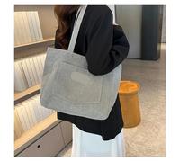 ZFIHAV Bolso Tote De Pana Bolso de hombro pana for mujer, sencillo, color liso, gran capacidad, for compras, con compartimento bolsillo Para La Universidad(Light Grey)