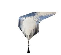 ZFIHAV Camino de Mesa de poliéster Suave, Mantel Estrecho, Camino de Cama de café con Borla for decoración de Boda(Blue,32x200cm)