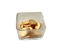 ZFIHAV Ensaladeras Tazón de vidrio cuadrado Simple 250ML, tazón helado for el hogar, fruta, postre, pudín, yogur, desayuno, ensaladera pequeña, 3 uds(Clear2)