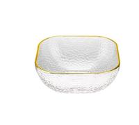 ZFIHAV Ensaladeras Tazón de vidrio cuadrado, simplicidad moderna, Color sólido, contenedor alimentos for el hogar, frutas, yogur, verduras, ensalada, helado, postres(Gold Large)